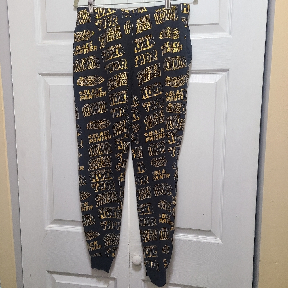MARVEL Gold‎ Foil Black Joggers Small